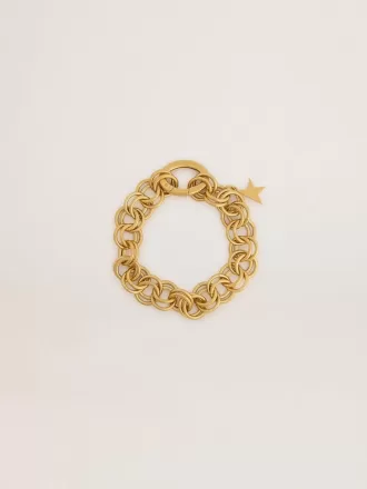 Bracciale con catena intrecciata color oro antico e chiusura a forma di stella