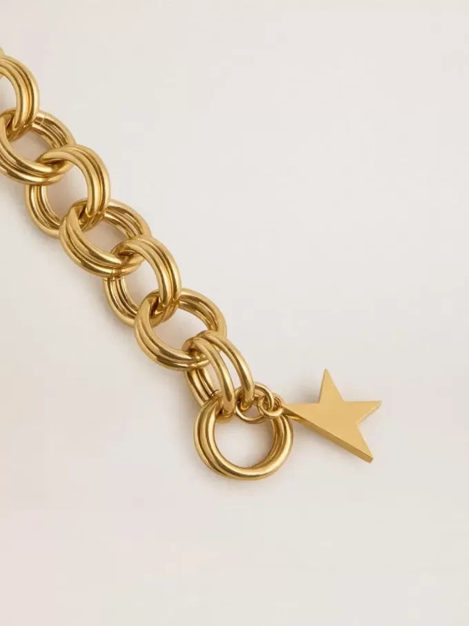 Bracciale con catena intrecciata color oro antico e chiusura a forma di stella