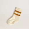 Calzini bianchi per bambini con strisce color tabacco