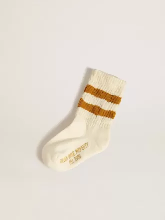 Calzini bianchi per bambini con strisce color tabacco