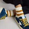 Calzini bianchi per bambini con strisce color tabacco