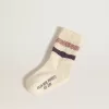 Calzini bianchi per bambini con strisce rosa e viola Calzini bianchi per bambini con strisce rosa e viola