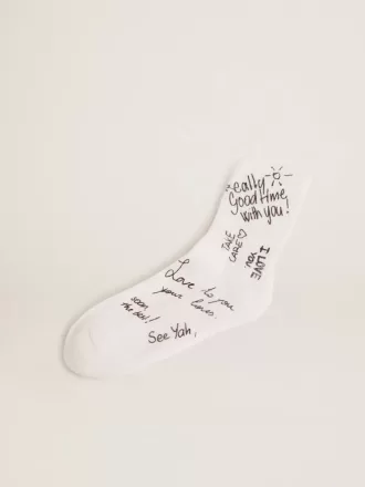 Calzini bianco ottico con scritte nere