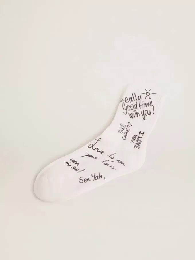Calzini bianco ottico con scritte nere