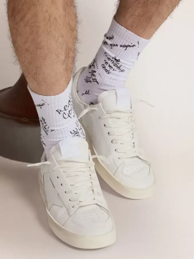 Calzini bianco ottico con scritte nere