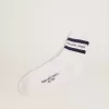Calzini in cotone con finiture distressed, strisce blu e logo Calzini in cotone con finiture distressed, strisce blu e logo
