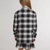 Camicia a quadri bianchi e neri con ricami bianchi per bambini