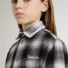 Camicia a quadri bianchi e neri con ricami bianchi per bambini
