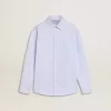 Camicia a righe da bambina con scritta ricamata sulla tasca
