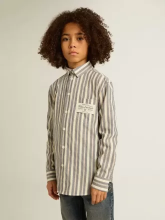 Camicia a righe da bambino con dettaglio Golden Dreamers sulla tasca