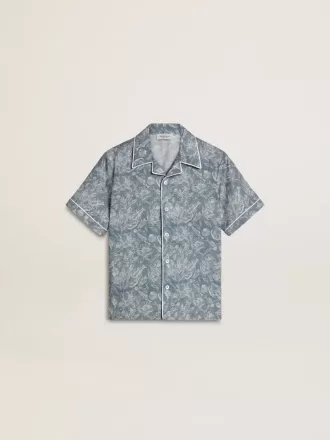 Camicia blu da bambino con stampa bianca