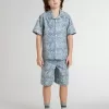 Camicia blu da bambino con stampa bianca