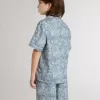 Camicia blu da bambino con stampa bianca