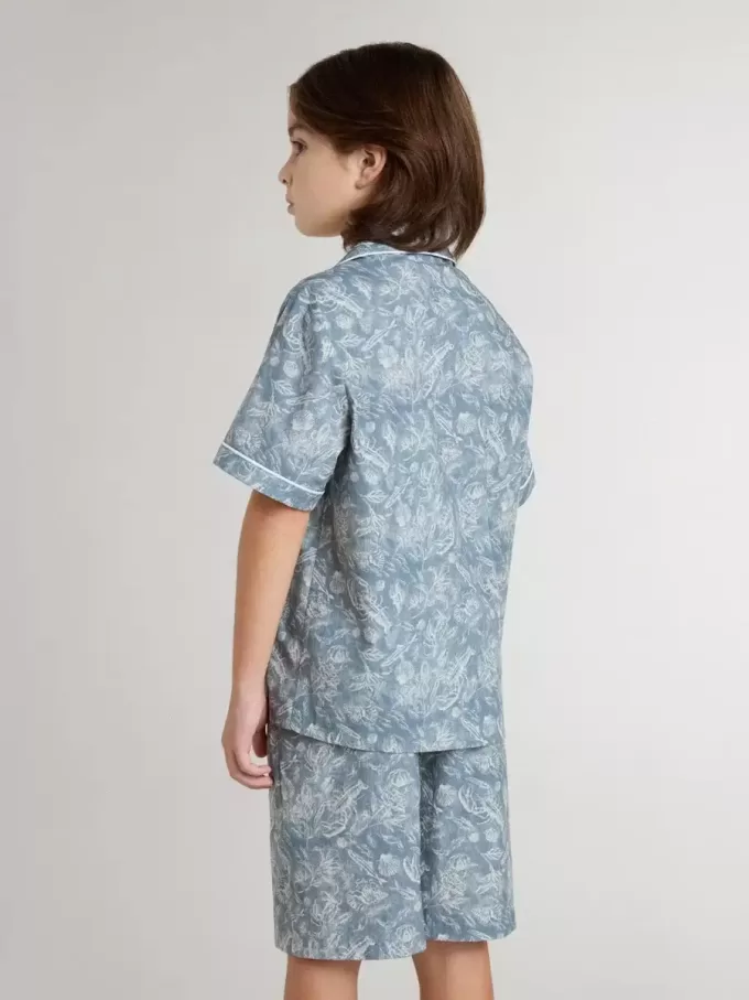 Camicia blu da bambino con stampa bianca