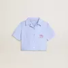 Camicia corta da bambina in cotone a righe azzurro