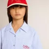 Camicia corta da bambina in cotone a righe azzurro