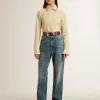 Camicia écru a righe con cristalli ricamati