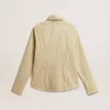 Camicia écru a righe con cristalli ricamati