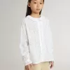 Camicia da bambina in cotone bianco con ricami inglesi Camicia da bambina in cotone bianco con ricami inglesi