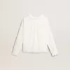 Camicia da bambina in cotone bianco con ricami inglesi Camicia da bambina in cotone bianco con ricami inglesi