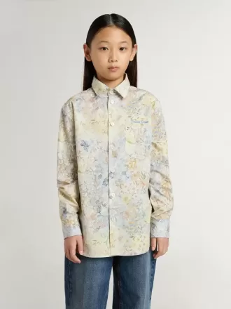 Camicia da bambina in cotone con stampa floreale multicolore