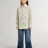 Camicia da bambina in cotone con stampa floreale multicolore Camicia da bambina in cotone con stampa floreale multicolore