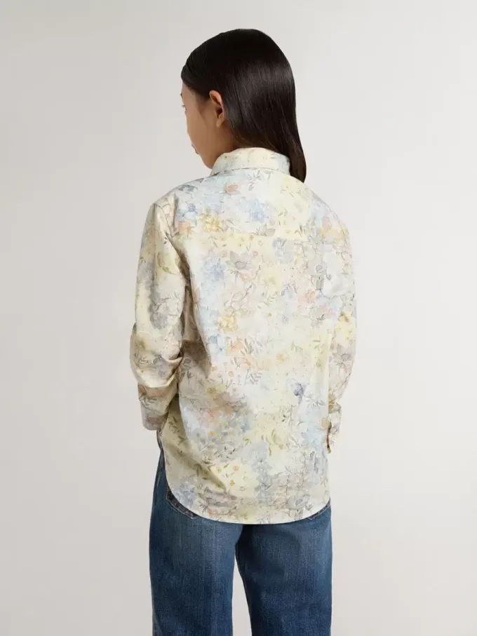 Camicia da bambina in cotone con stampa floreale multicolore Camicia da bambina in cotone con stampa floreale multicolore
