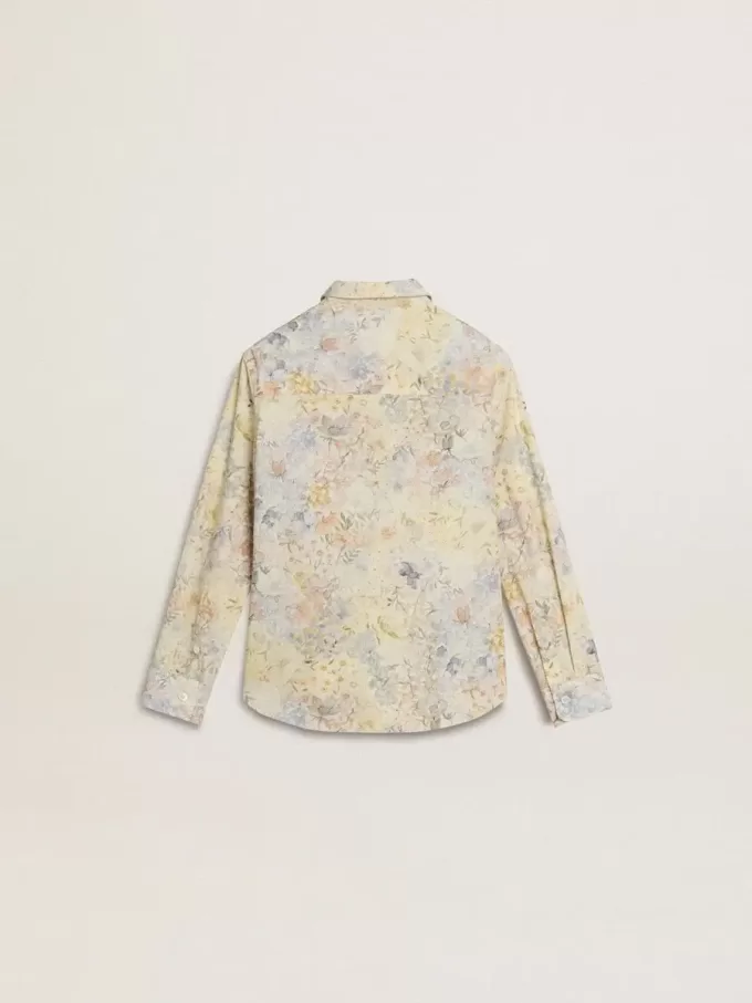Camicia da bambina in cotone con stampa floreale multicolore Camicia da bambina in cotone con stampa floreale multicolore
