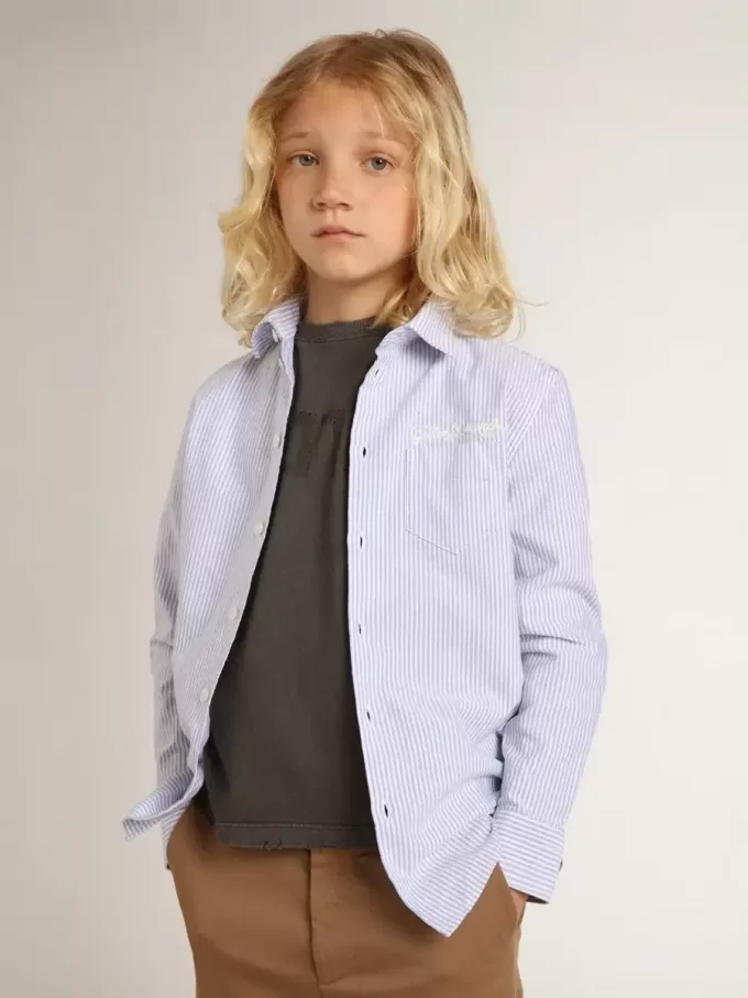 Camicia da bambino con righe azzurre