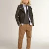 Camicia da bambino con righe azzurre