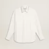 Camicia da donna con motivo a righe verticali e ricami in cristallo