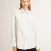 Camicia da donna con motivo a righe verticali e ricami in cristallo
