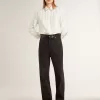 Camicia da donna con motivo a righe verticali e ricami in cristallo