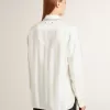 Camicia da donna con motivo a righe verticali e ricami in cristallo