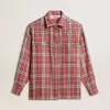 Camicia da donna con ricami a quadri rosa, sabbia e grigio Camicia da donna con ricami a quadri rosa, sabbia e grigio