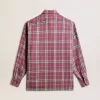 Camicia da donna con ricami a quadri rosa, sabbia e grigio Camicia da donna con ricami a quadri rosa, sabbia e grigio