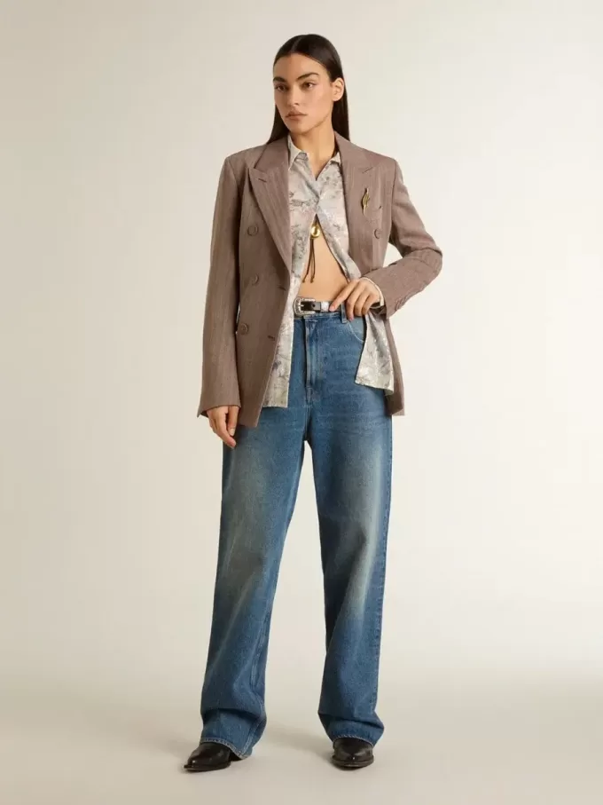 Camicia da donna con stampa floreale multicolore con paillettes Camicia da donna con stampa floreale multicolore con paillettes