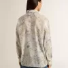 Camicia da donna con stampa floreale multicolore con paillettes Camicia da donna con stampa floreale multicolore con paillettes