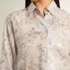 Camicia da donna con stampa floreale multicolore con paillettes Camicia da donna con stampa floreale multicolore con paillettes