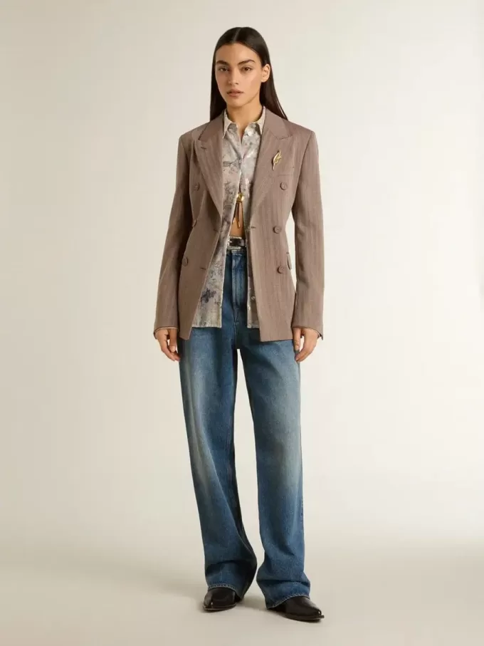 Camicia da donna con stampa floreale multicolore con paillettes Camicia da donna con stampa floreale multicolore con paillettes