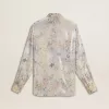 Camicia da donna con stampa floreale multicolore con paillettes Camicia da donna con stampa floreale multicolore con paillettes