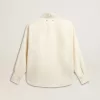 Camicia da donna in misto viscosa e cotone con collo impreziosito da cristalli