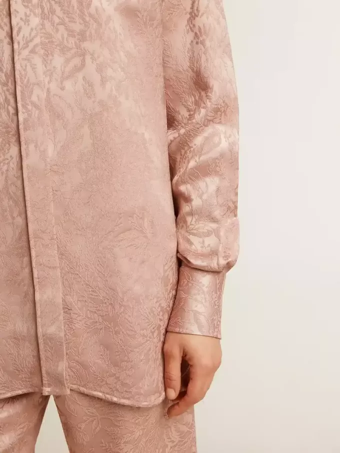 Camicia da donna in viscosa rosa con motivo floreale Camicia da donna in viscosa rosa con motivo floreale