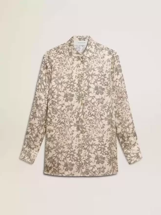 Camicia da notte da donna in misto seta con stampa floreale