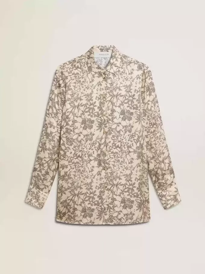 Camicia da notte da donna in misto seta con stampa floreale Camicia da notte da donna in misto seta con stampa floreale