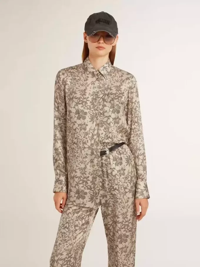 Camicia da notte da donna in misto seta con stampa floreale Camicia da notte da donna in misto seta con stampa floreale