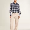 Camicia da uomo blu a quadri 3D con stampa sul retro