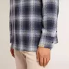 Camicia da uomo blu a quadri 3D con stampa sul retro