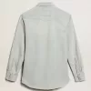 Camicia da uomo in denim sbiancato con borchie martellate