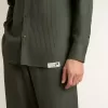 Camicia da uomo verde scuro con righe verticali Camicia da uomo verde scuro con righe verticali